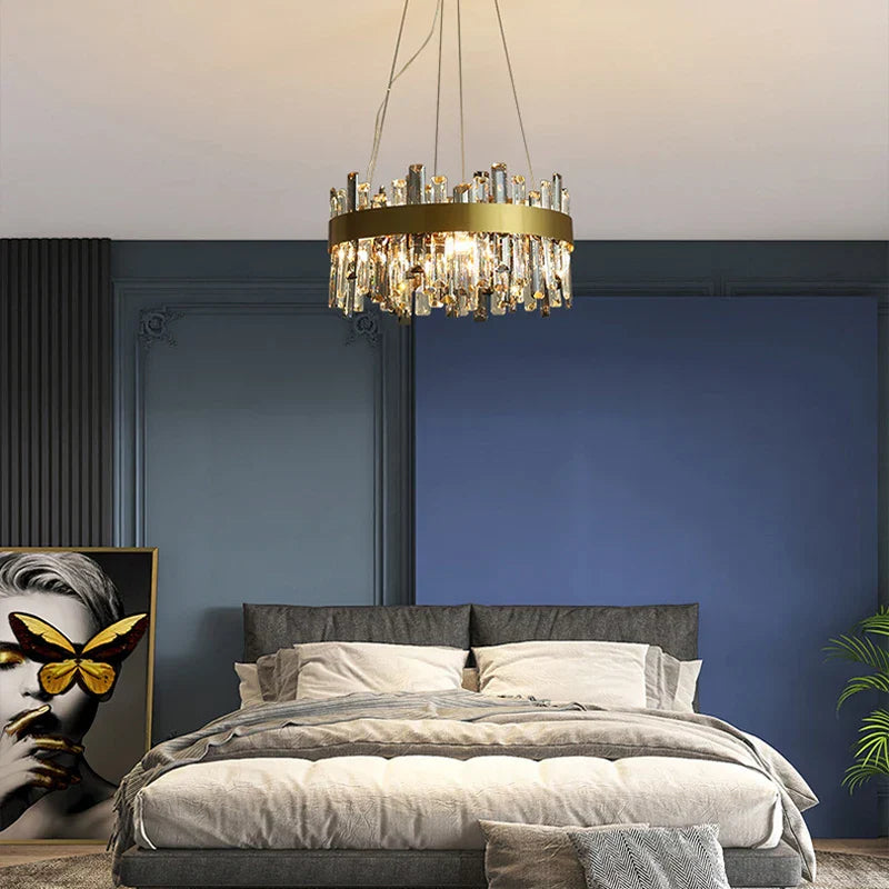 Crystal Ceiling Chandelier LED Hanging Lamps for Living Room Luxe Décor