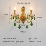 Green Crystal Chandelier for Living Room - Bohemian Style LED Pendant Lighting