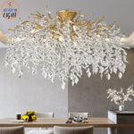 Branch Crystal LED Ceiling Chandelier in Gold/Black for Dining Room Lobby