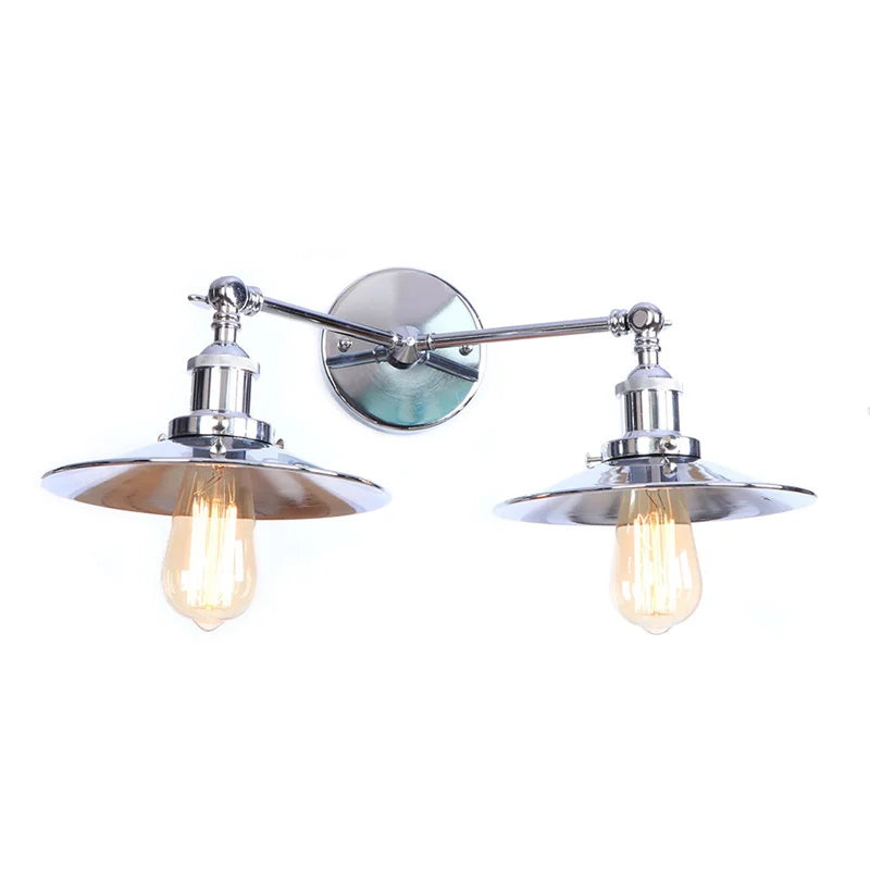 Silver Vintage LED Wall Light 2 Heads Industrial Loft Living Room Bathroom Stair Lamp