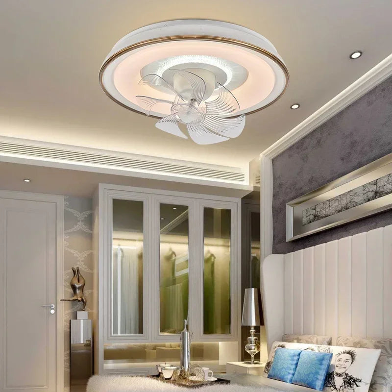 LED Fan Lights Ceiling Lamp with Remote Control - Three Colors, Dimmable for Bedroom-Living Room