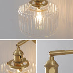 Copper Pull Chain LED Wall Light with Clear Glass Rotate Bedside Lamp