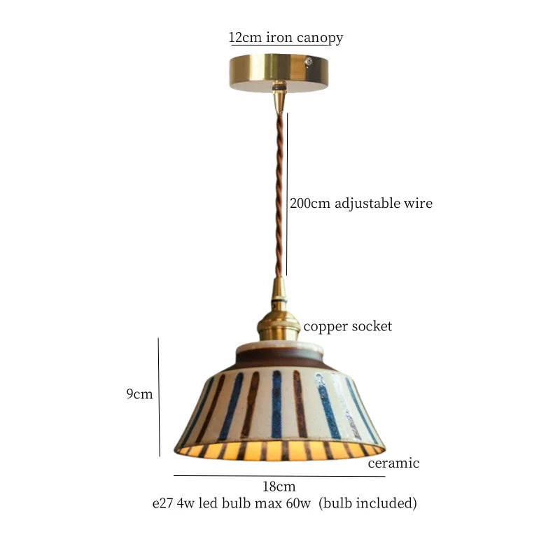 Afralia™ Cyan Ceramic LED Pendant Light for Loft Cafe Bar Decor