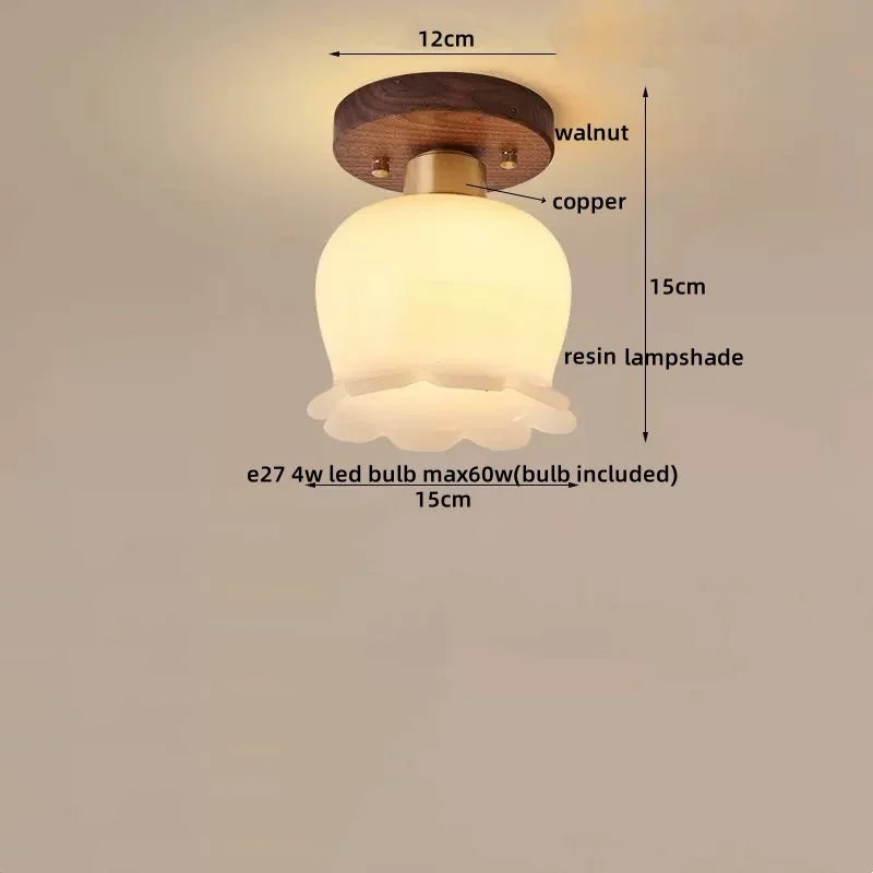 Walnut Copper LED Ceiling Light Modern Home Lighting Luminaria