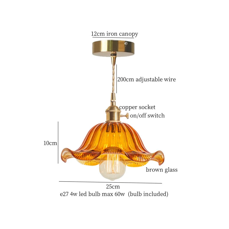 Afralia™ Brass Glass LED Pendant Lamp for Cafe Bar Restaurant Bedroom Loft