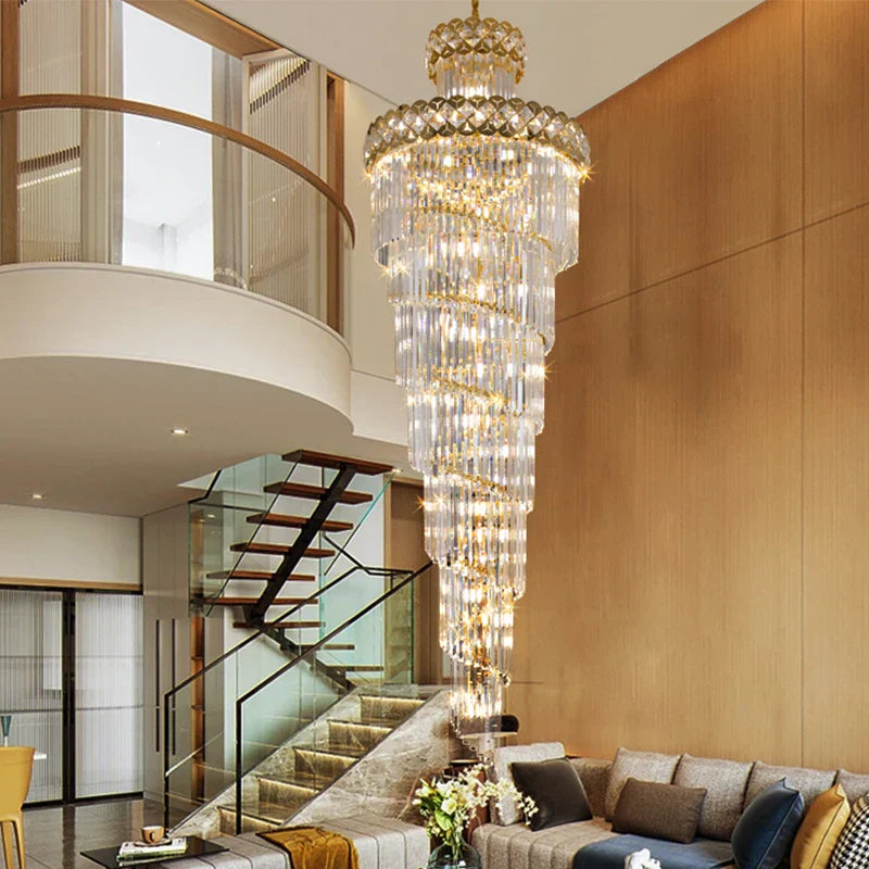 Luxury Crystal Chandelier for Duplex Building, Hotel Lobby, Villa Staircase & Hall