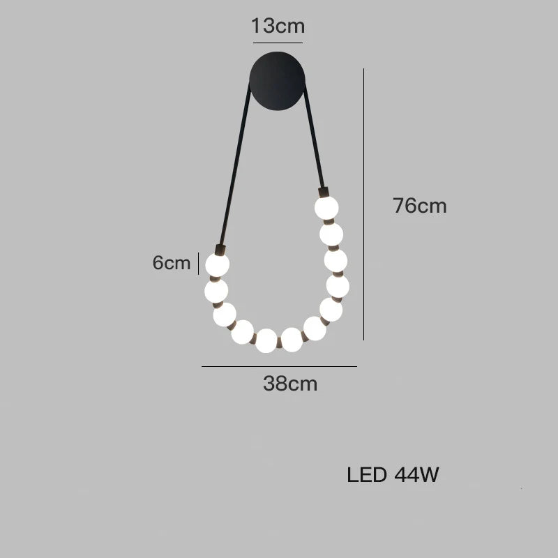Black Gold LED Her Necklace Wall Lamp Sconce for Bedroom & Corridor