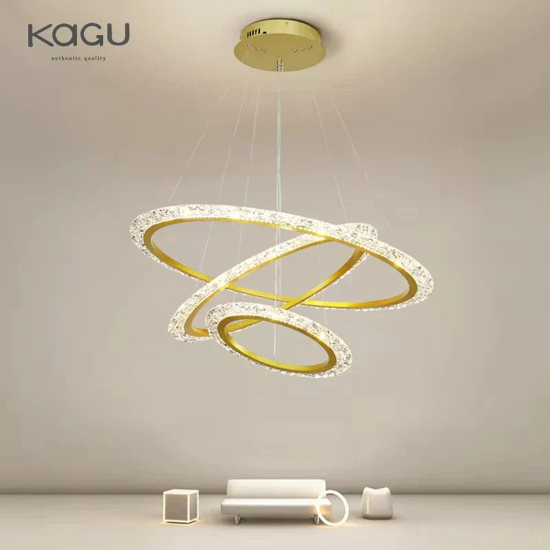Modern Luxury Gold Ring LED Pendant Chandelier for Living Room & Bedroom