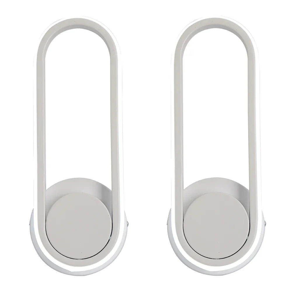 Modern White LED Wall Sconce Rotational Light Fixture for Bedroom Living Room