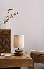 Walnut Wood Color Bedside Table Lamp - Solid Wood Living Room Study Retro Square Lamp