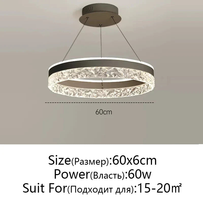 Crystal Rings LED Chandelier Black&White Frame