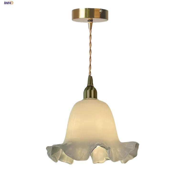 White Flower Glass LED Pendant Light - Nordic Modern Dining Room Hanging Fixture