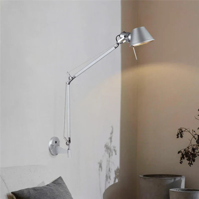 Black Silver Rotatable Wall Light with Switch for Study Office Living Room