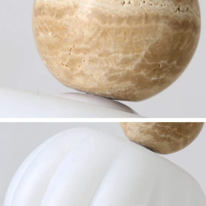 Wabi Sabi Yellow Travertine LED Pendant Lamp Wood Hanging Lights