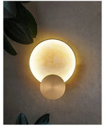 Round Marble LED Wall Lights Gold Metal Surface Mount Atmosphere Lamp