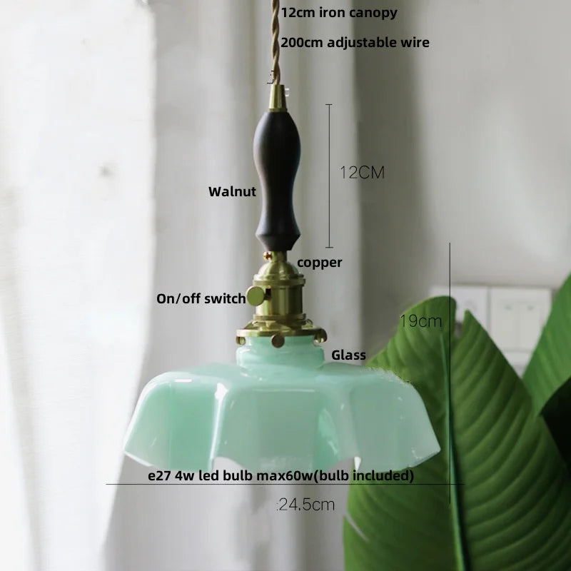 Yellow Glass Wire LED Pendant Light Modern Home Decor Nordic Hanging Lamp