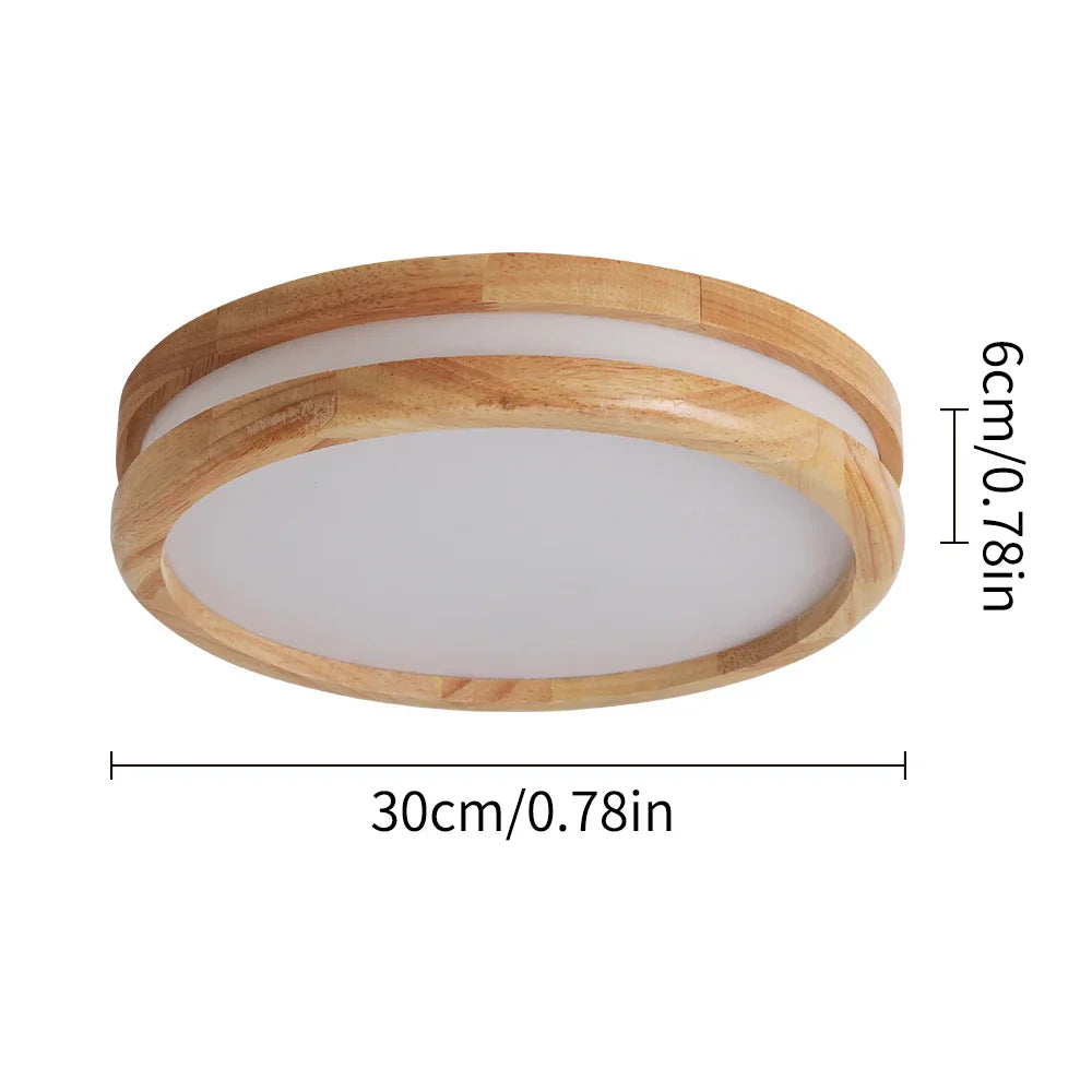 Modern Wood LED Ceiling Lamp 30W Minimalist Chandelier Dining Room Bedroom Light
