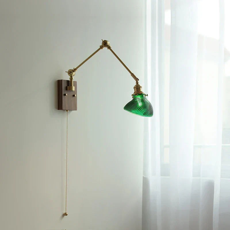 Brass LED Wall Light Fixture Rotatable Glass Stair Lamp