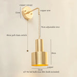 Nordic Copper LED Wall Lamp Pull Chain Switch Wandlamp