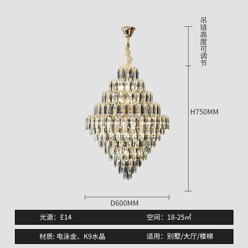 Designer LED Crystal Chandelier for Luxury Villas, Hotels & Restaurants