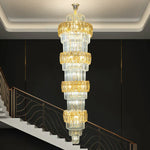 Elegant Crystal Hollow Long Chandelier for Duplex Living Room and Stairwell
