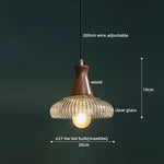 Wood Glass LED Pendant Lights Modern Hanging Lamp for Kitchen Living Room