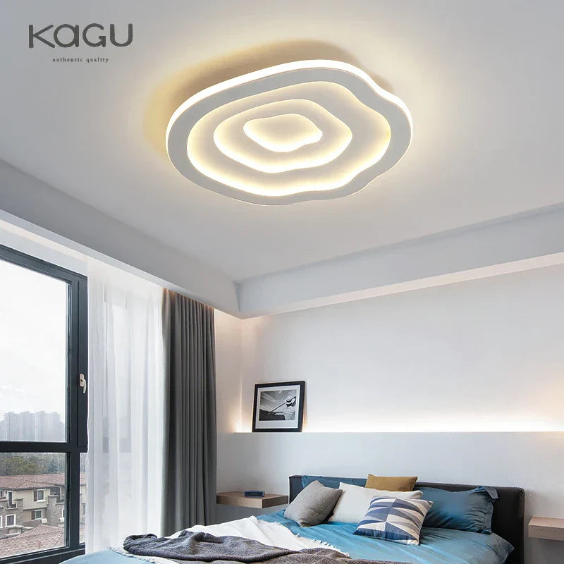 Modern LED Ceiling Chandelier for Living Room Bedroom Kitchen Study, White Dimmable Remote Control Light Fixtures