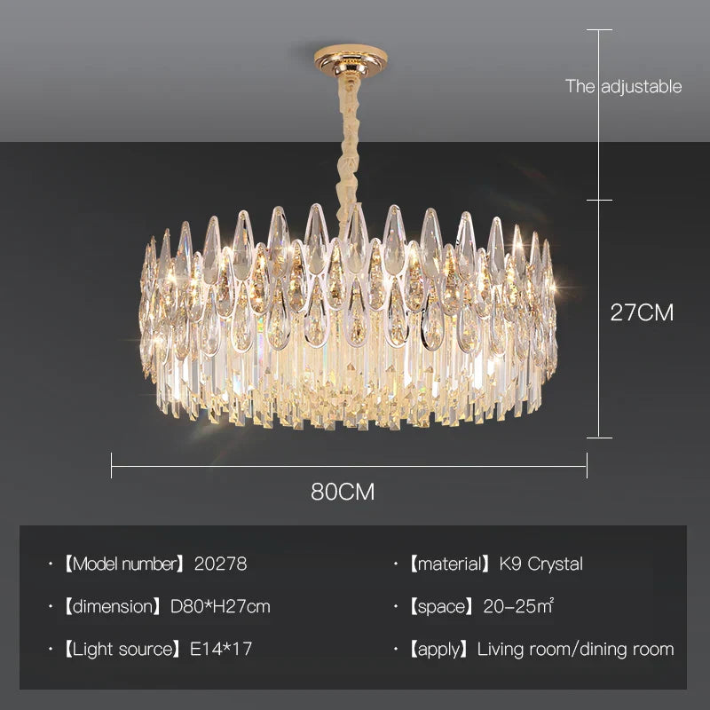 Crystal LED Chandelier | Long Stairway Villa Light | Modern Luxury Post Lamp