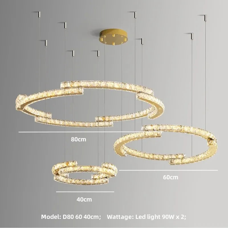 Oval Steel LED Pendant Lights with K9 Crystals