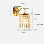 Vintage Crystal LED Wall Lights Pull Chain Switch Copper E14 Stair Fixtures