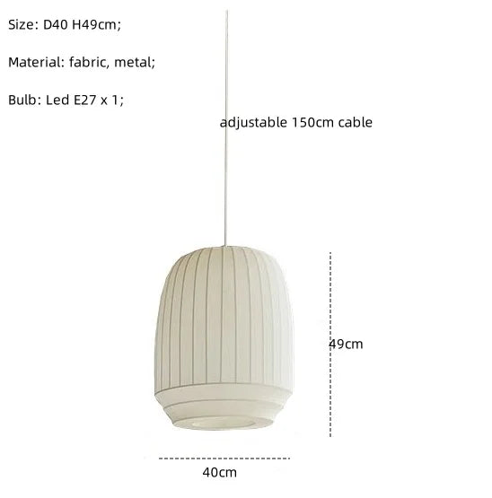 Nordic White Fabric LED Chandelier Pendant Light for Modern Living Room