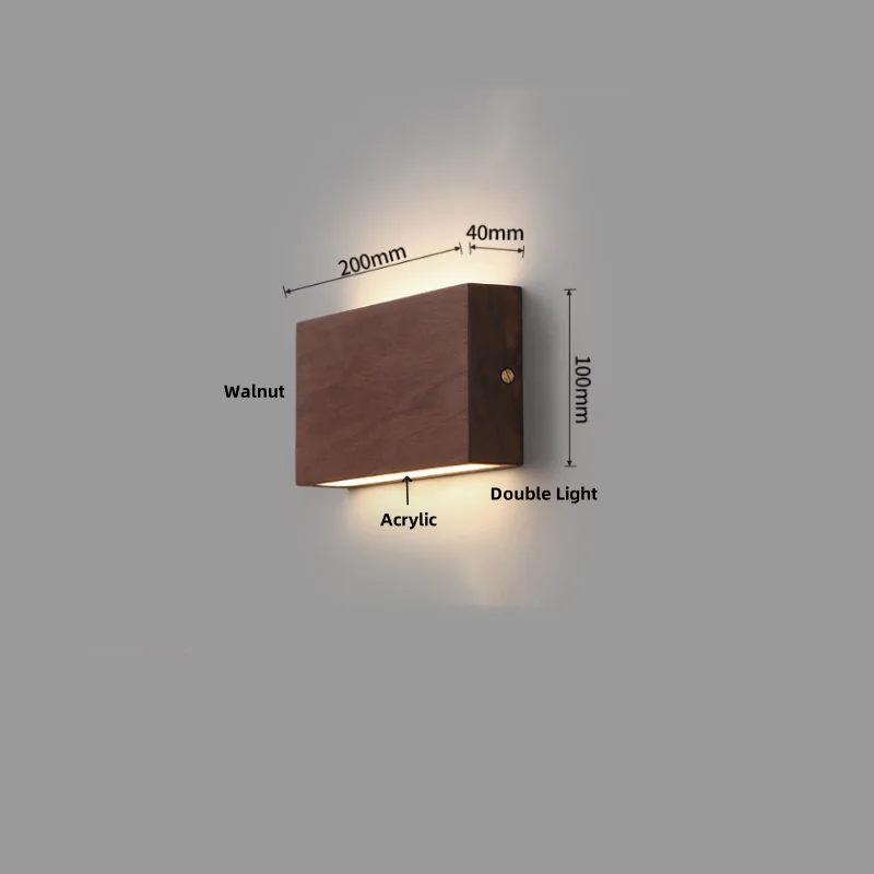 Walnut Wood LED Wall Sconce Indoor Light for Bedroom Living Room Restaurant