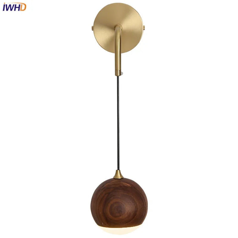 LED Walnut Wood Wall Light Sconce with Adjustable Acrylic Lamparas