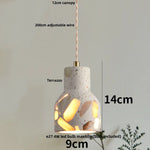 Afralia™ Minimalism LED Pendant Light Fixture Terrazzo Marble Stone Wood Hanging Lamp