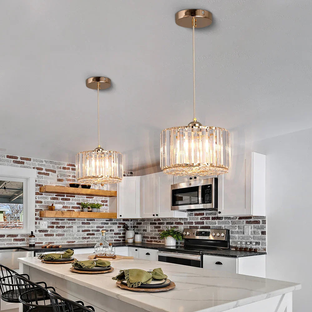 Mini Gold/Black Crystal Pendant Light: Modern Luxury Ceiling Hanging Lamp for Dining Room