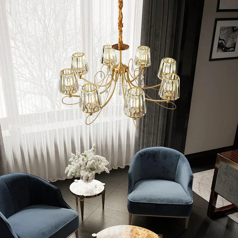 Bronze Villa All Copper Chandelier - Modern Light Luxury for Living Room