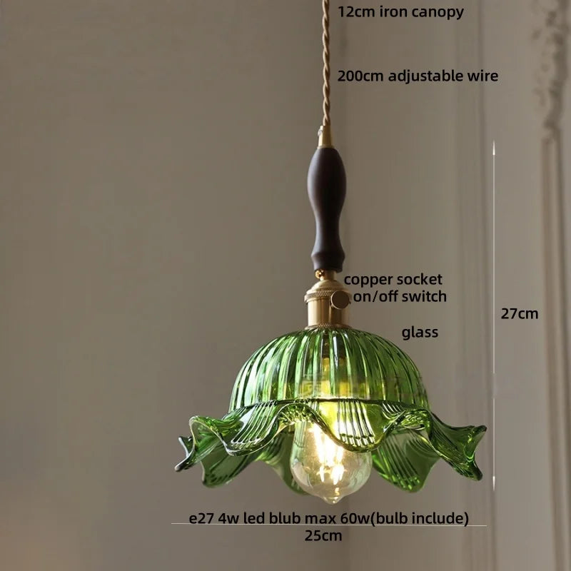 Afralia™ Amber Glass LED Pendant Light Modern Nordic Hanging Lamp
