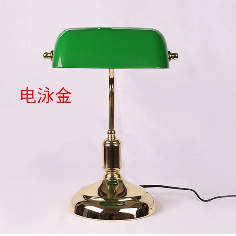 Glass Lampshade Bank Desk Table Lamps White Green LED Light E27