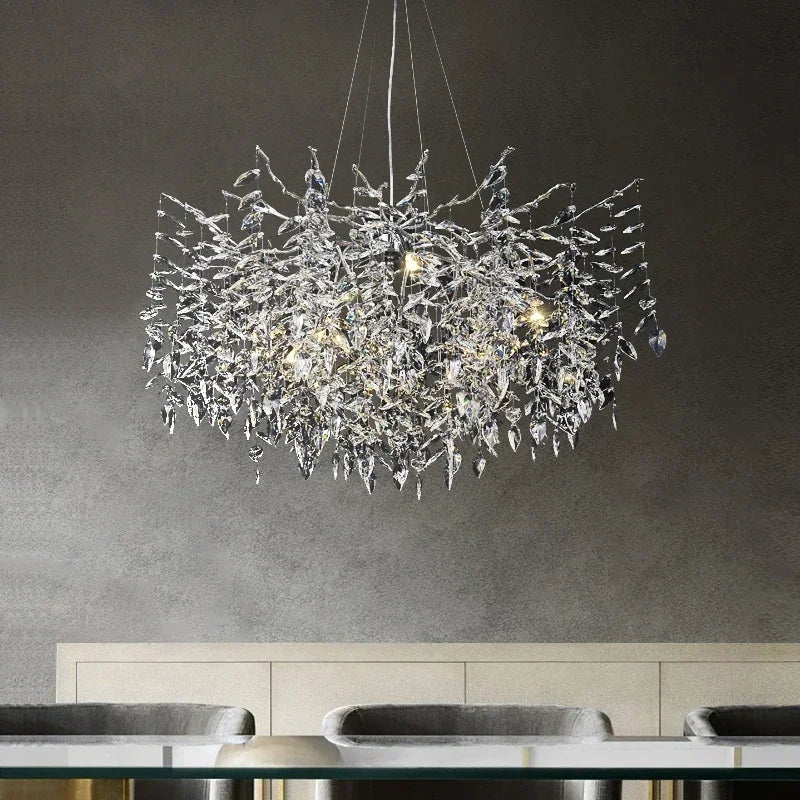 Luxury Crystal Chrome Chandelier Silver Gold LED Tree Branch Chandelier for Living Dining Room