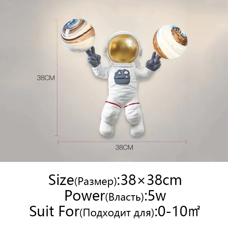 Astronaut Moon Planet Table Lamp Night Light Bedroom Decor Spaceman Theme