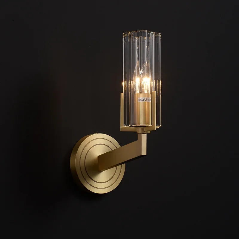 Modern Brass Wall Sconces Glass Wall Lighting for Living Room and Bedroom