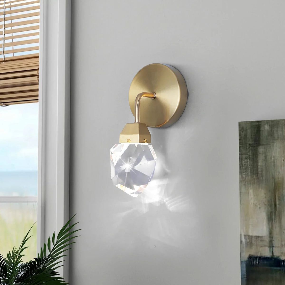 Crystal LED Wall Sconce Fixture - Modern Luxury Copper Ceiling Light for Home Decor