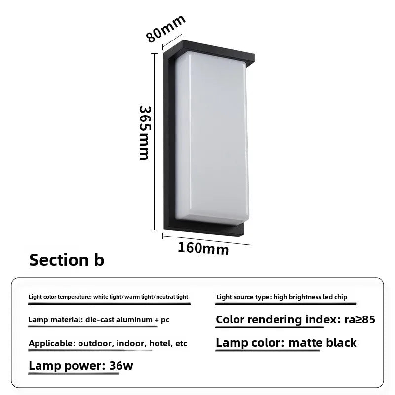 Outdoor Wall Light: Ultra-Bright LED, Waterproof Design for Porch, Balcony, Patio