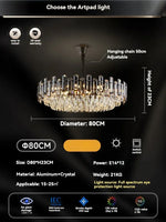 Gold Crystal Ceiling Chandelier: Luxury Modern LED Pendant for Home Décor