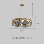 Nordic Gold Iron Pendant Light Disc Chandelier Luxury Glass for Living Room