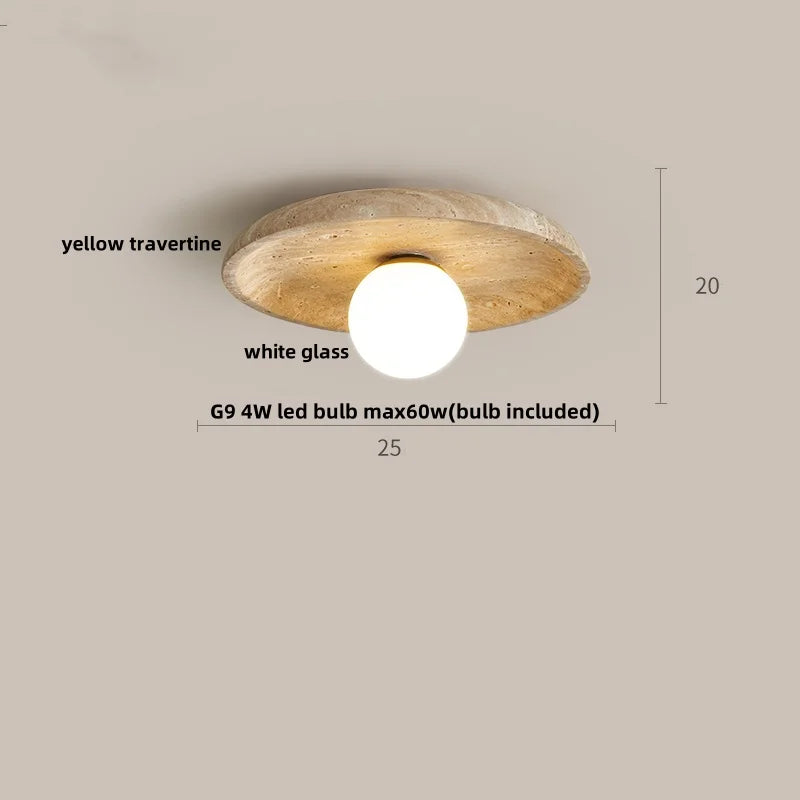 Yellow Cave Stone LED Ceiling Light: Vintage Loft Kitchen Living Room Lamp