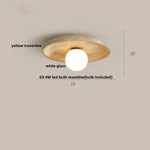 Yellow Travertine Stone LED Ceiling Light Fixture White Glass Ceiling Lamp