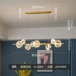 Golden Ring Glass Ball Chandelier with Remote Control for Living Dining Room
