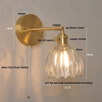 Afralia™ Amber Glass Vintage Style LED Wall Light with Pull Chain Switch