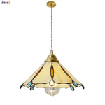 Brass Vintage Glass Pendant Lamp Adjustable LED Dining Room Kitchen Fixture